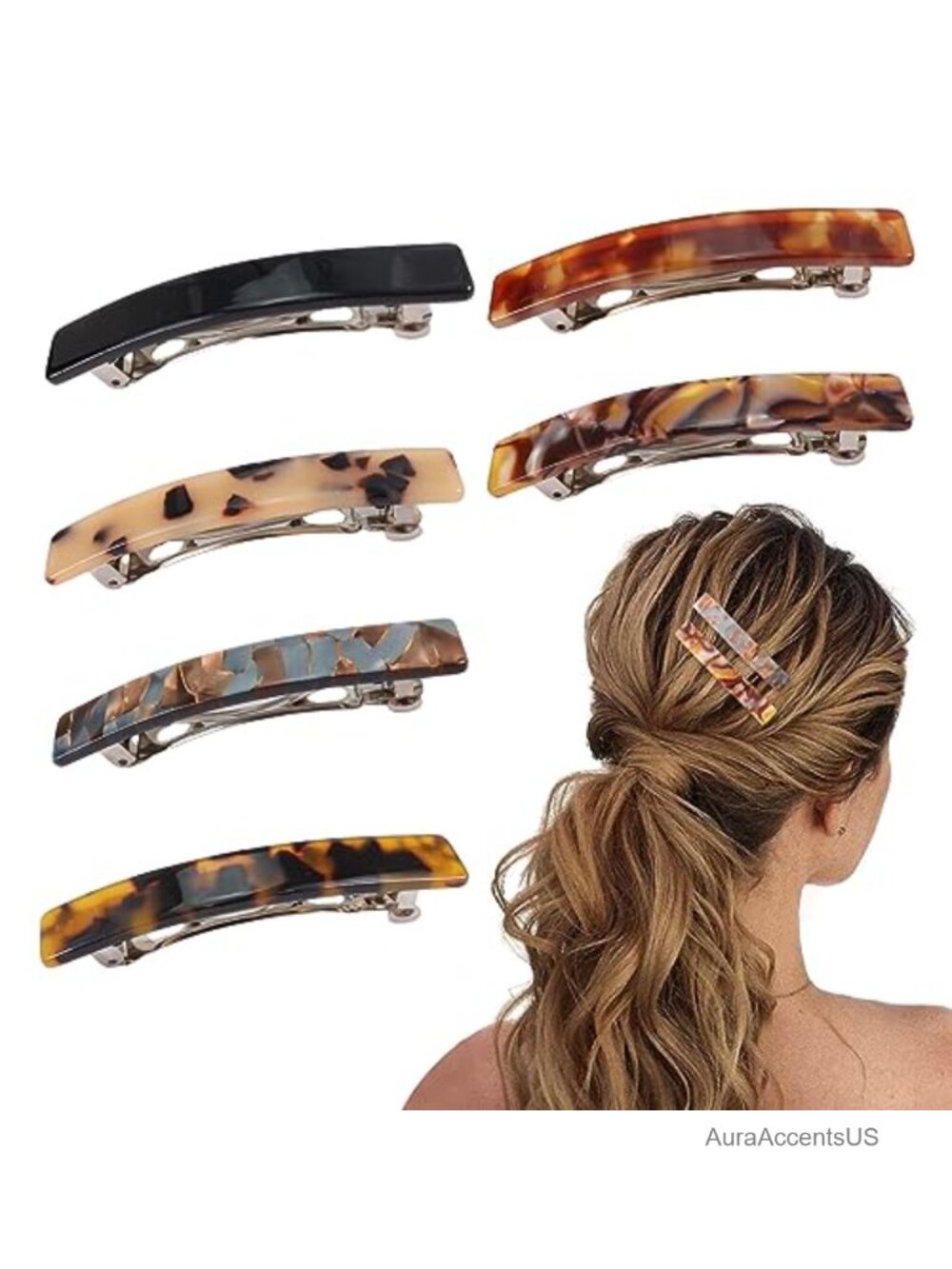 6PCS Shell Hair Barrettes Hair Clips for Women Acetic Acid Sheet Metal Clips,